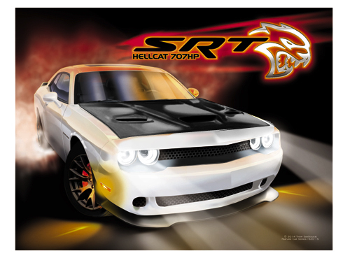 White w/Blk Hood Hellcat SRT