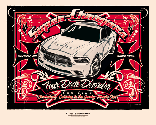 2011-2014 White Charger RT Retro Print